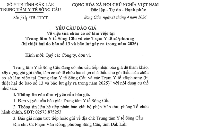 YCBG sửa chữa, làm mới Pano, hộp đèn bảng hiệu tại Trung tâm Y tế Sông Cầu và cá trạm xã, phường